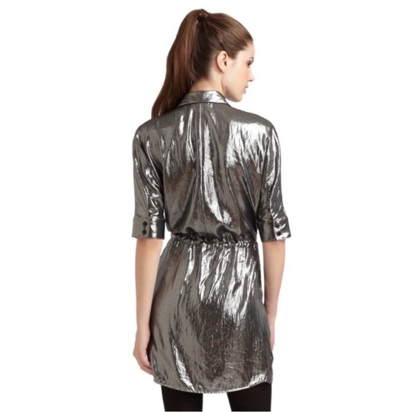 BCBG MAXAZRIA Women's Shinny Gunmetal Gray Dress Size Small - Picture 7 of 7